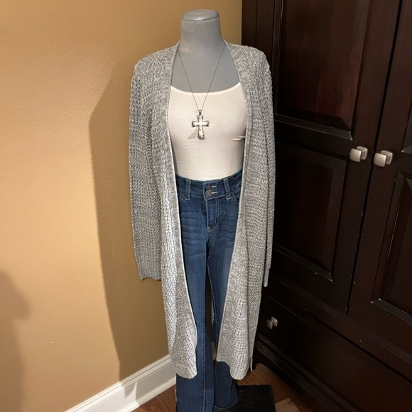 Knitted Grey Long Duster Cardigan - Picture 1 of 12